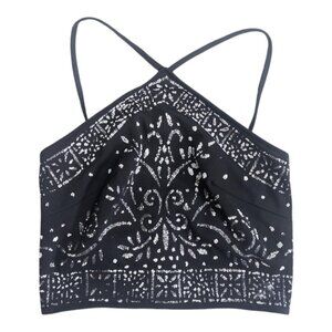 Bari Jay Boho vintage beaded sparkly top Size 3/4